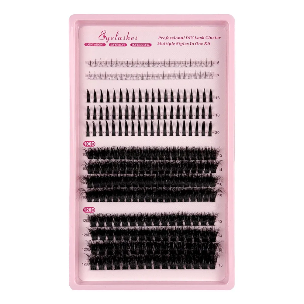 Spiky Messy Lash Clusters Jumbo Tray – Mixed Heat-Set Synthetic Segmented Eyelashes, Bulk Spiky Wispy Lashes for Dramatic Textured Look, DIY Self-Grafting False Lashes